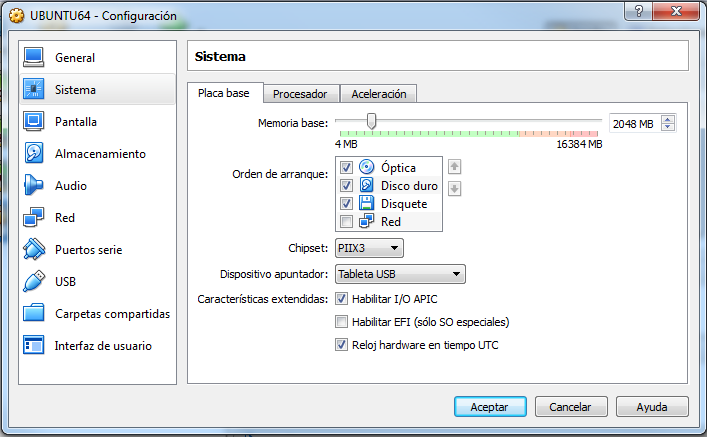 Configurando la máquina virtual.