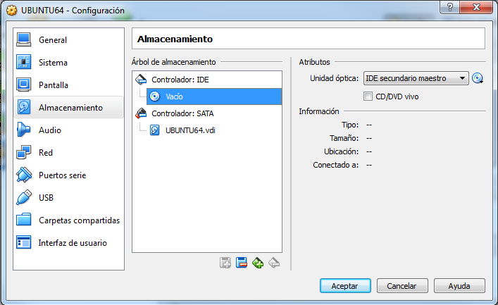 Asignando CD de arranque.