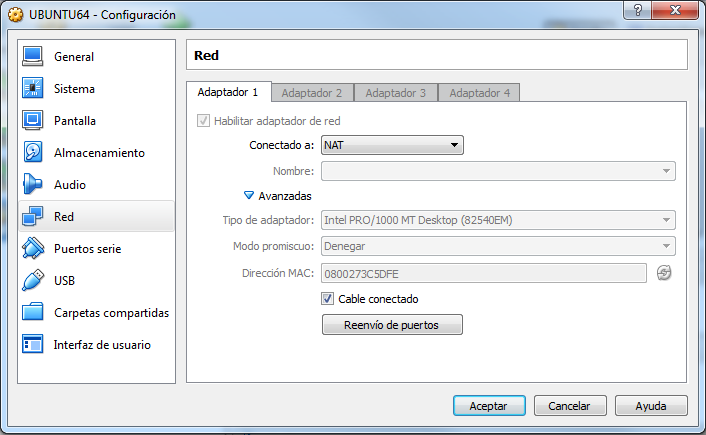 Opciones de Red.